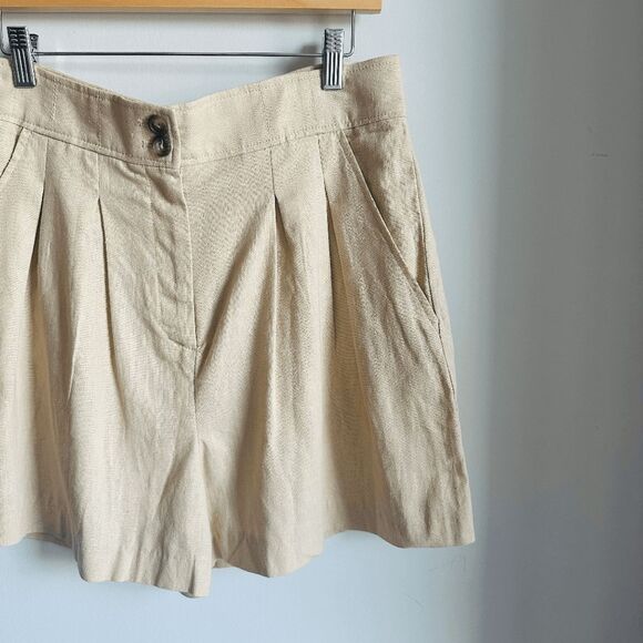 NWT Jason Wu Linen Blend High Waisted Pleated Shorts‎ – Cream – Size 10 – $230 - Picture 10 of 10